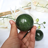 Green Nephrite Jade Sphere: Canadian Lucky Stone, Abundance Crystal (2 inch)