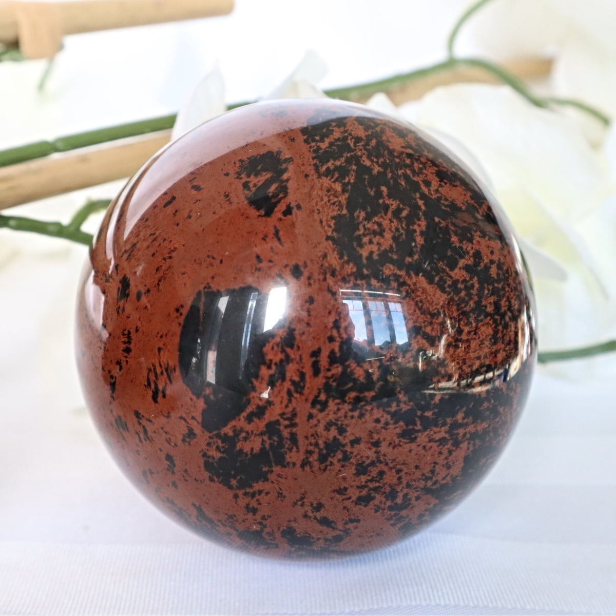Mahogany Obsidian Sphere: Volcanic Healing Stone (3.5 inches)