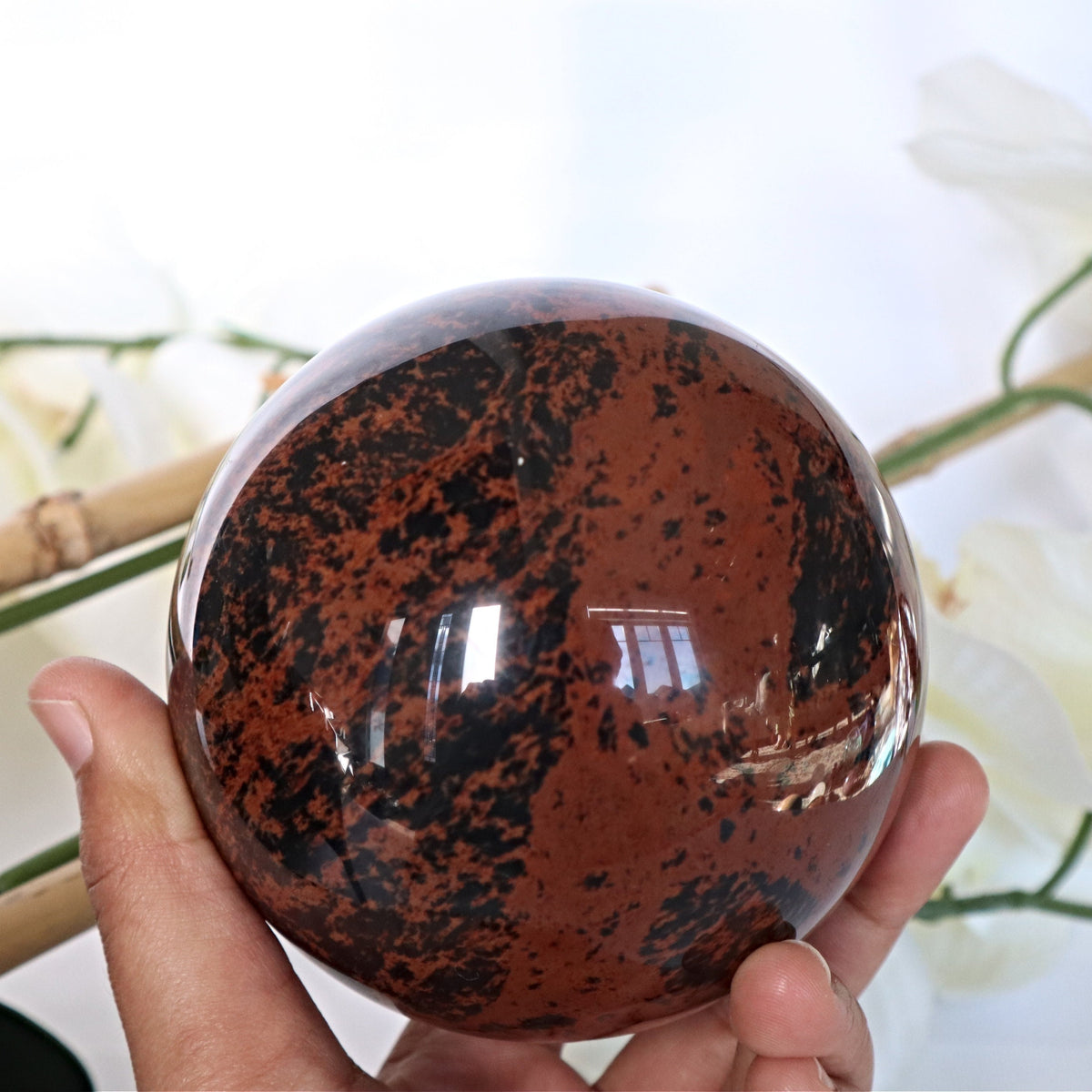 Mahogany Obsidian Sphere: Volcanic Healing Stone (3.5 inches)