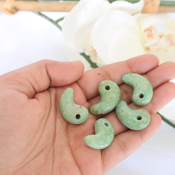 Chrysoprase Magatama: Green Crystal Japanese Charm