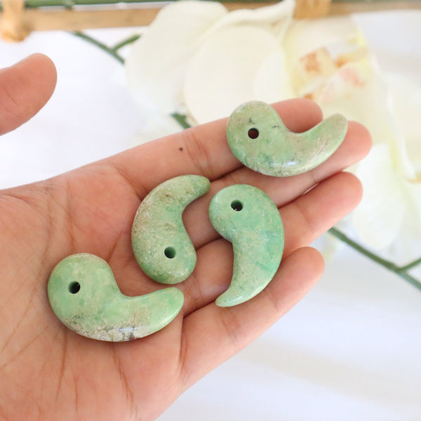 Chrysoprase Magatama: Green Crystal Japanese Charm