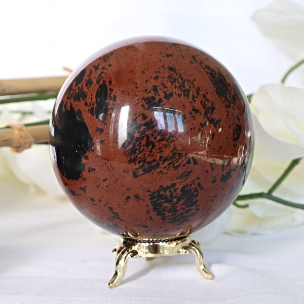 Mahogany Obsidian Sphere: Volcanic Healing Stone (3.5 inches)
