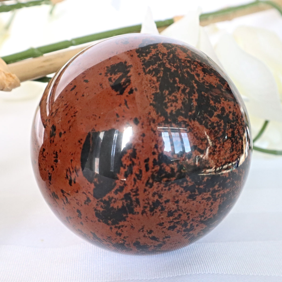 Mahogany Obsidian Sphere: Volcanic Healing Stone (3.5 inches)