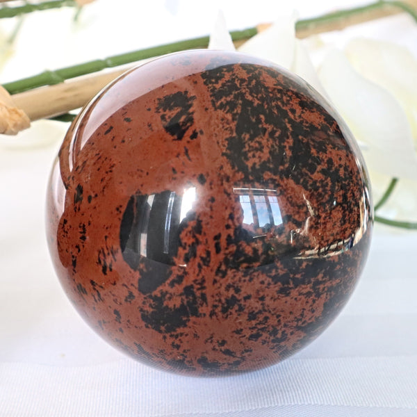 Mahogany Obsidian Sphere: Volcanic Healing Stone (3.5 inches)