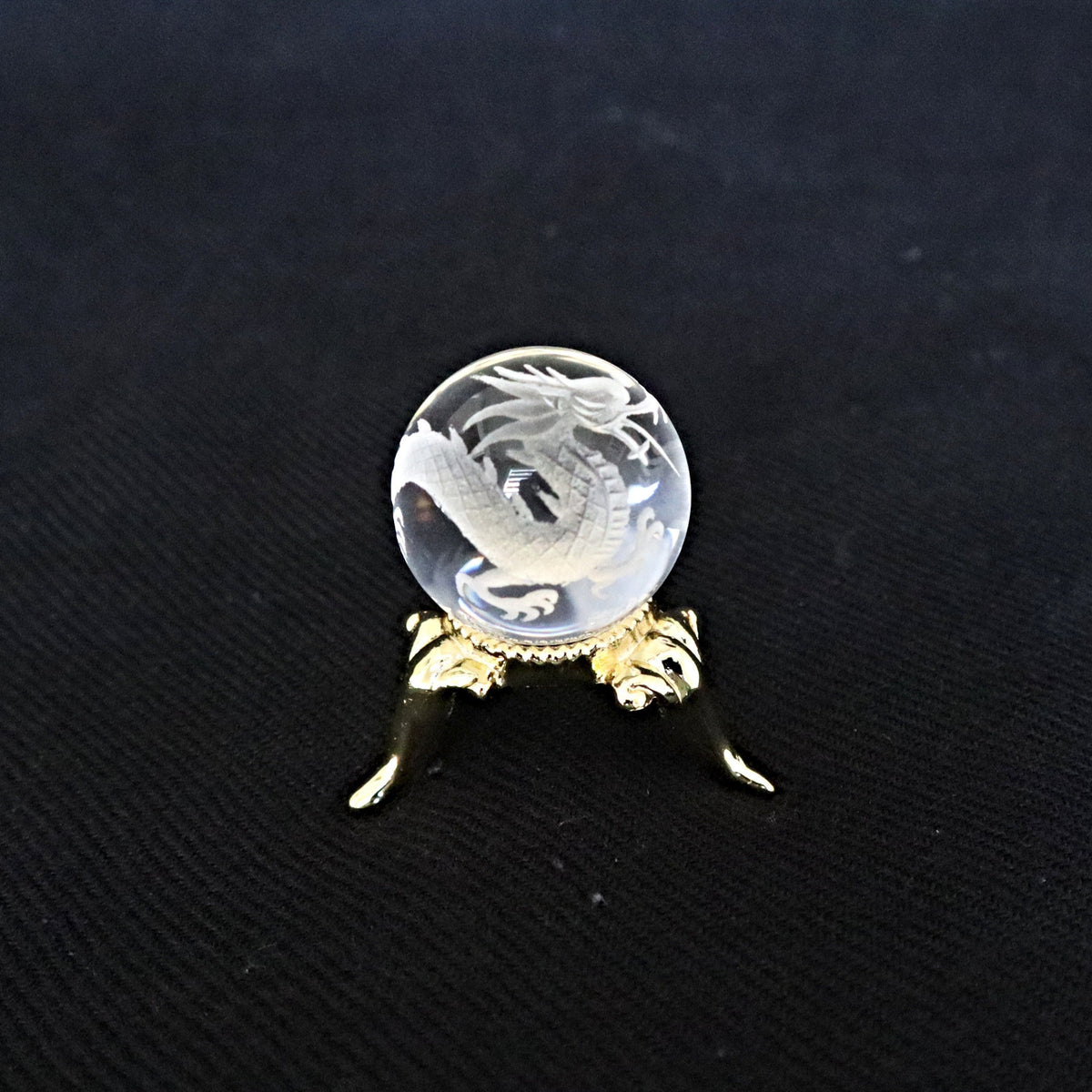 Quartz Dragon Sphere: Hand Carved Crystal Feng Shui Decor
