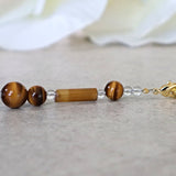 Phone and Car Charm Tiger Eye Star and Clear Quartz