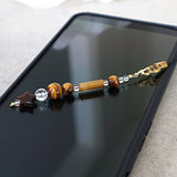 Phone and Car Charm Tiger Eye Star and Clear Quartz