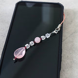 Rose Quartz Car Charm: Garnet & Clear Quartz Crystal Keychain
