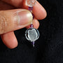 Amethyst and clear quartz charm with hand enraved owl for car and phone