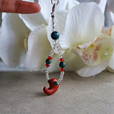 Red Jasper Magatama Car Charm: Handmade Crystal Keychain