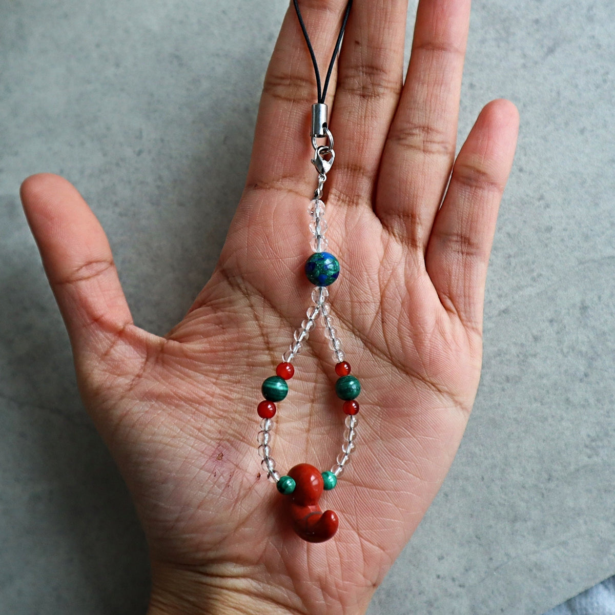 Red Jasper Magatama Car Charm: Handmade Crystal Keychain