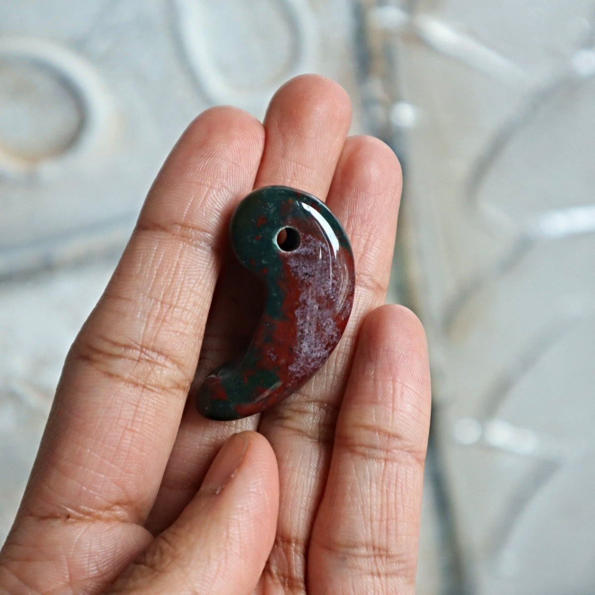 Japanese magatama in bloodstone crystal