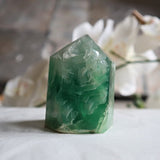Feather Fluorite Tower Crystal for Focus, Energy Balance & Intuition, FTA