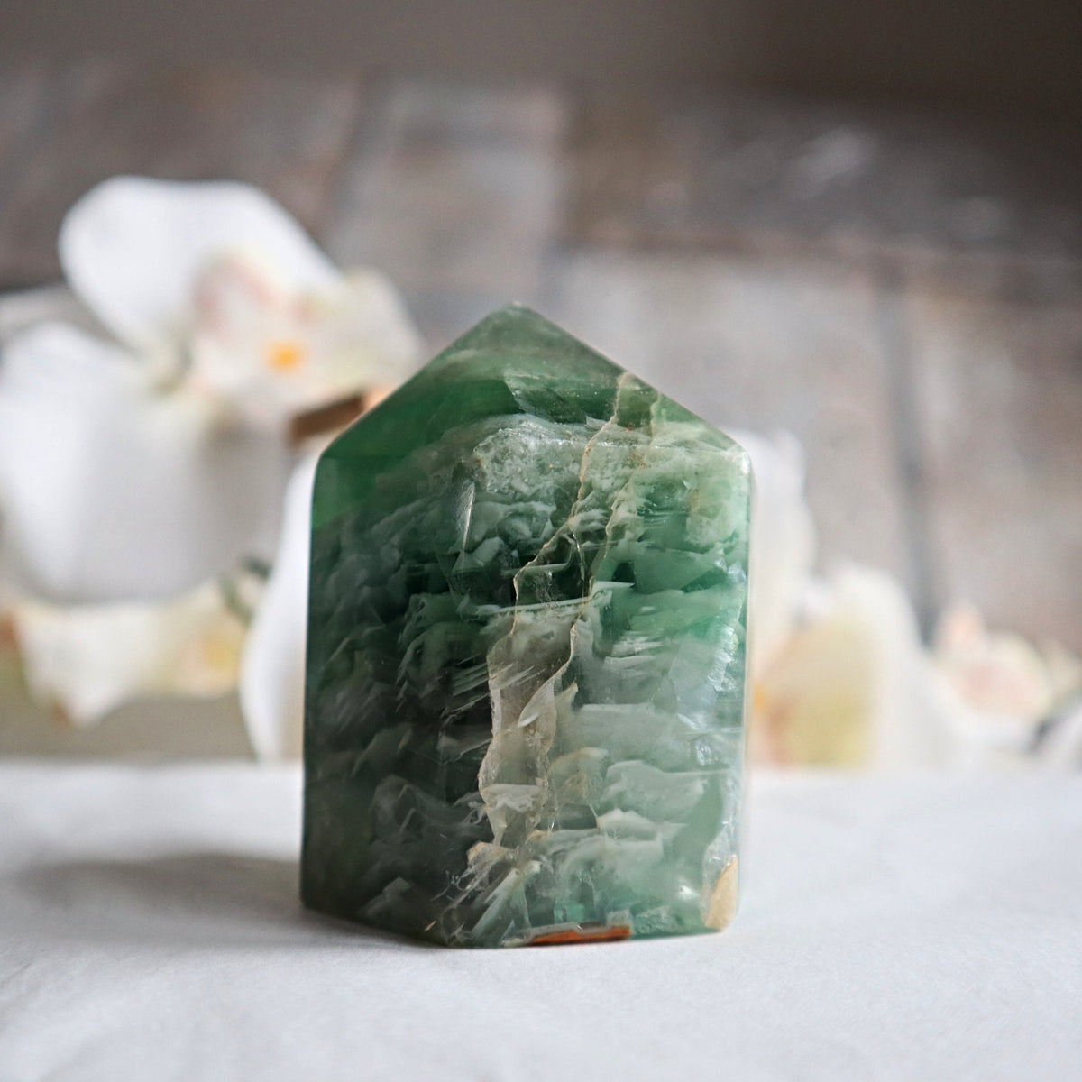 Feather Fluorite Tower: Rare Inclusion Crystal for Focus & Clarity