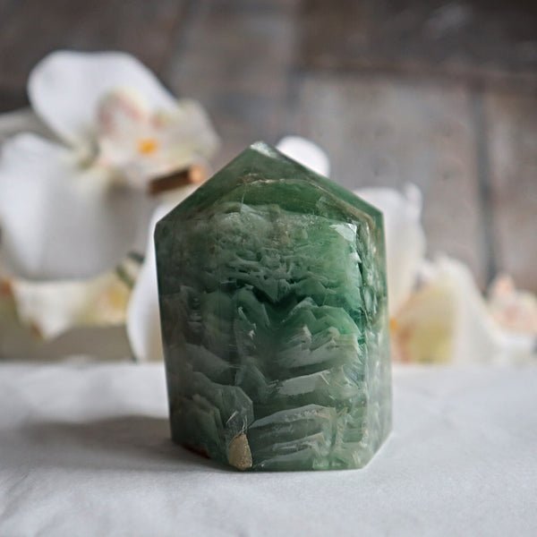Feather Fluorite Tower: Rare Inclusion Crystal for Focus & Clarity