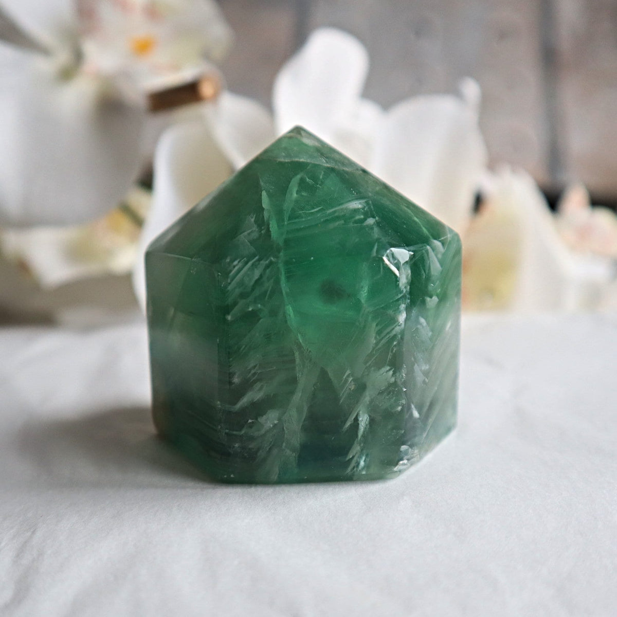 Feather Fluorite Tower: Rare Inclusion Crystal for Focus & Clarity