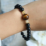 Tiger Eye and Clear Quartz Bracelet