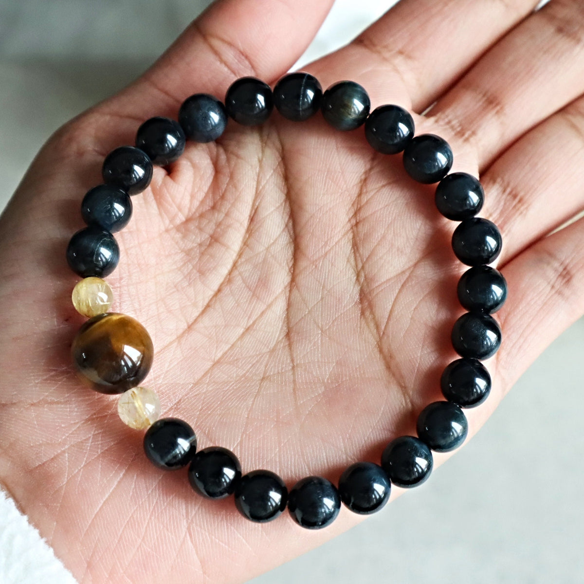 Tiger Eye and Clear Quartz Bracelet