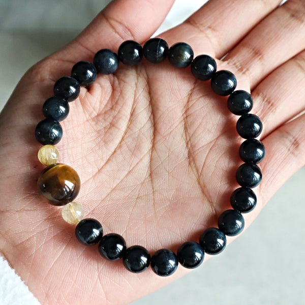 Tiger Eye and Clear Quartz Bracelet