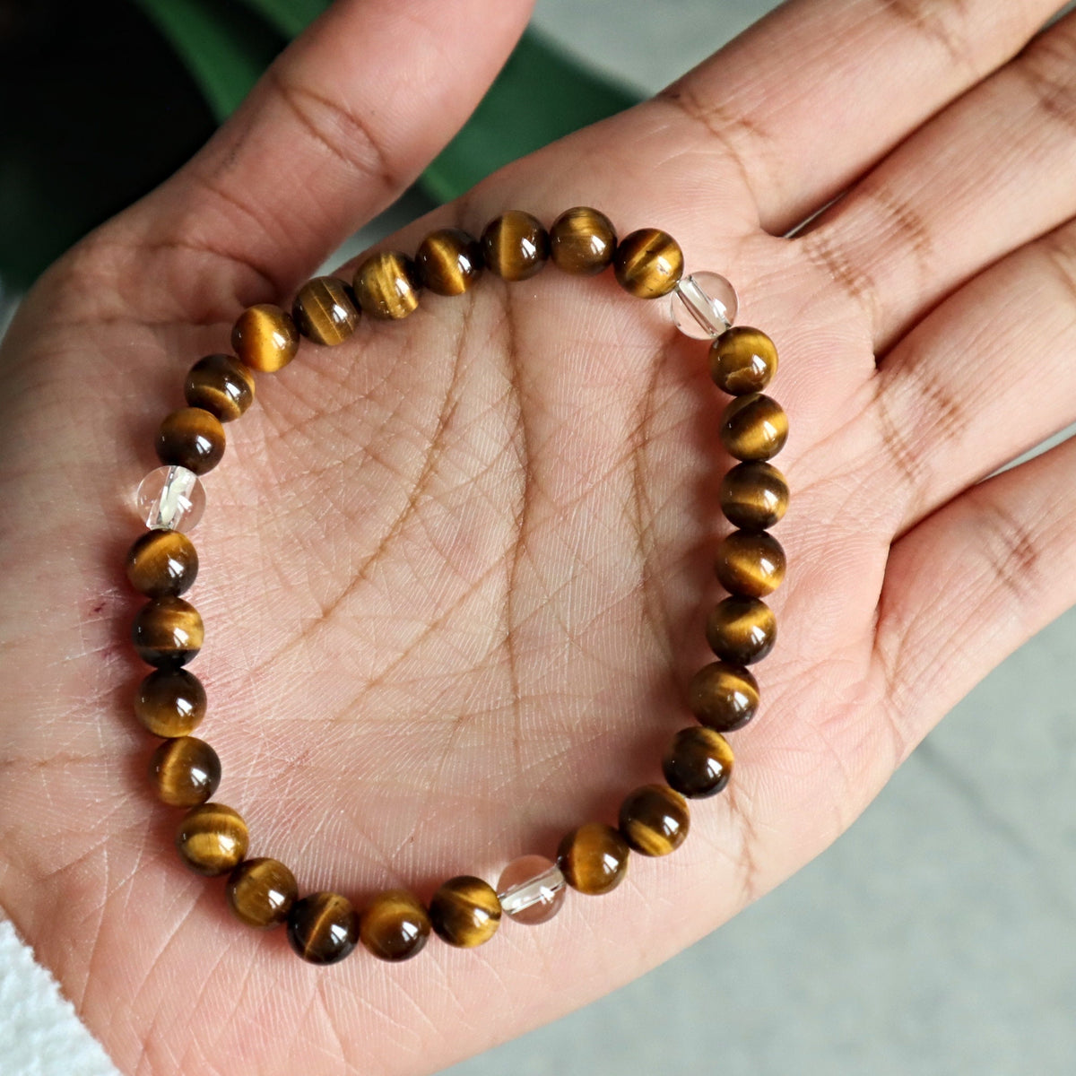 Yellow Tiger Eye and Clear Quartz Bracelet