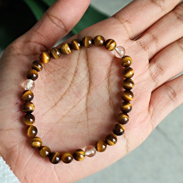 Yellow Tiger Eye and Clear Quartz Bracelet