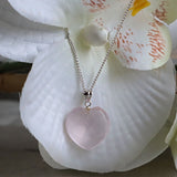 Rose Quartz Heart Pendant Necklace | Sterling Silver, Love & Healing