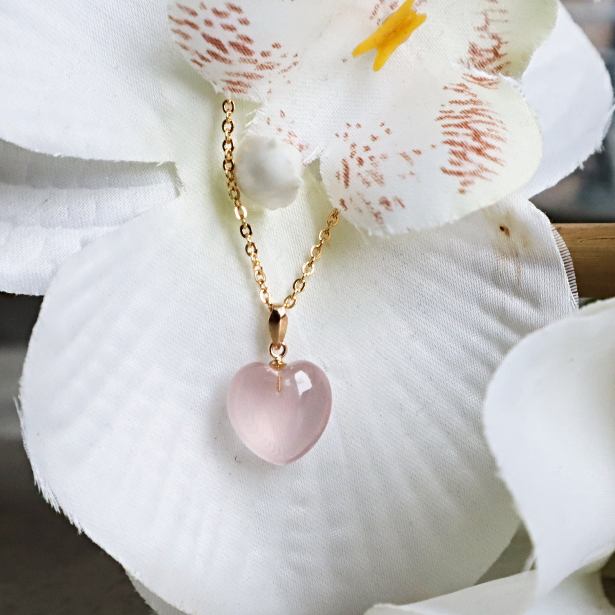 ice rose quartz crystal heart jewelry