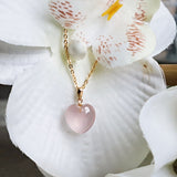 ice rose quartz crystal heart jewelry