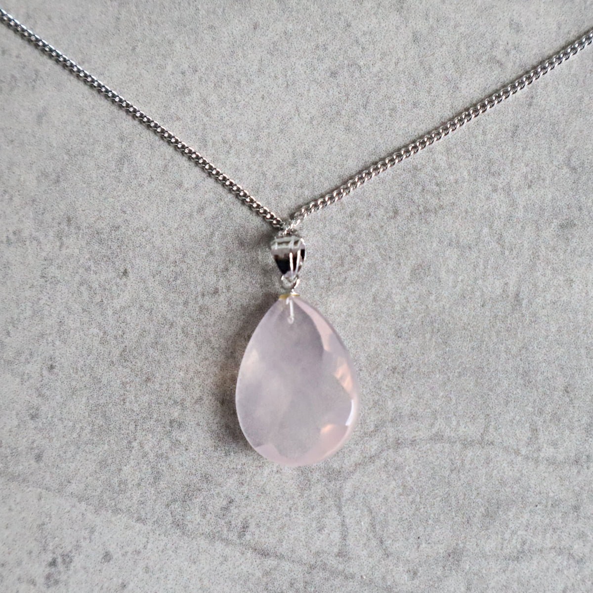 star rose quartz teardrop pendant