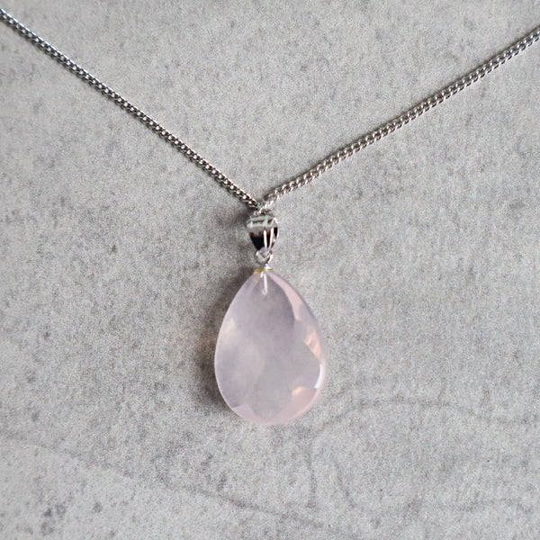 star rose quartz teardrop pendant