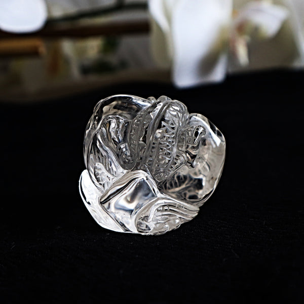 Hand Carved Quartz Crystal Dragon: Feng Shui Decor Gift