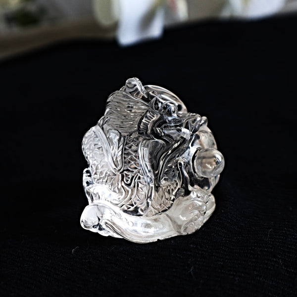 Hand Carved Clear Quartz Dragon: Feng Shui Decor Gift