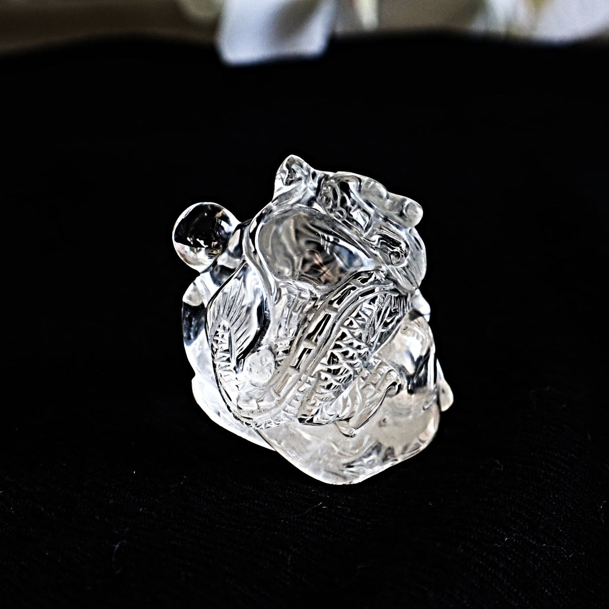 Hand Carved Clear Quartz Dragon: Feng Shui Decor Gift