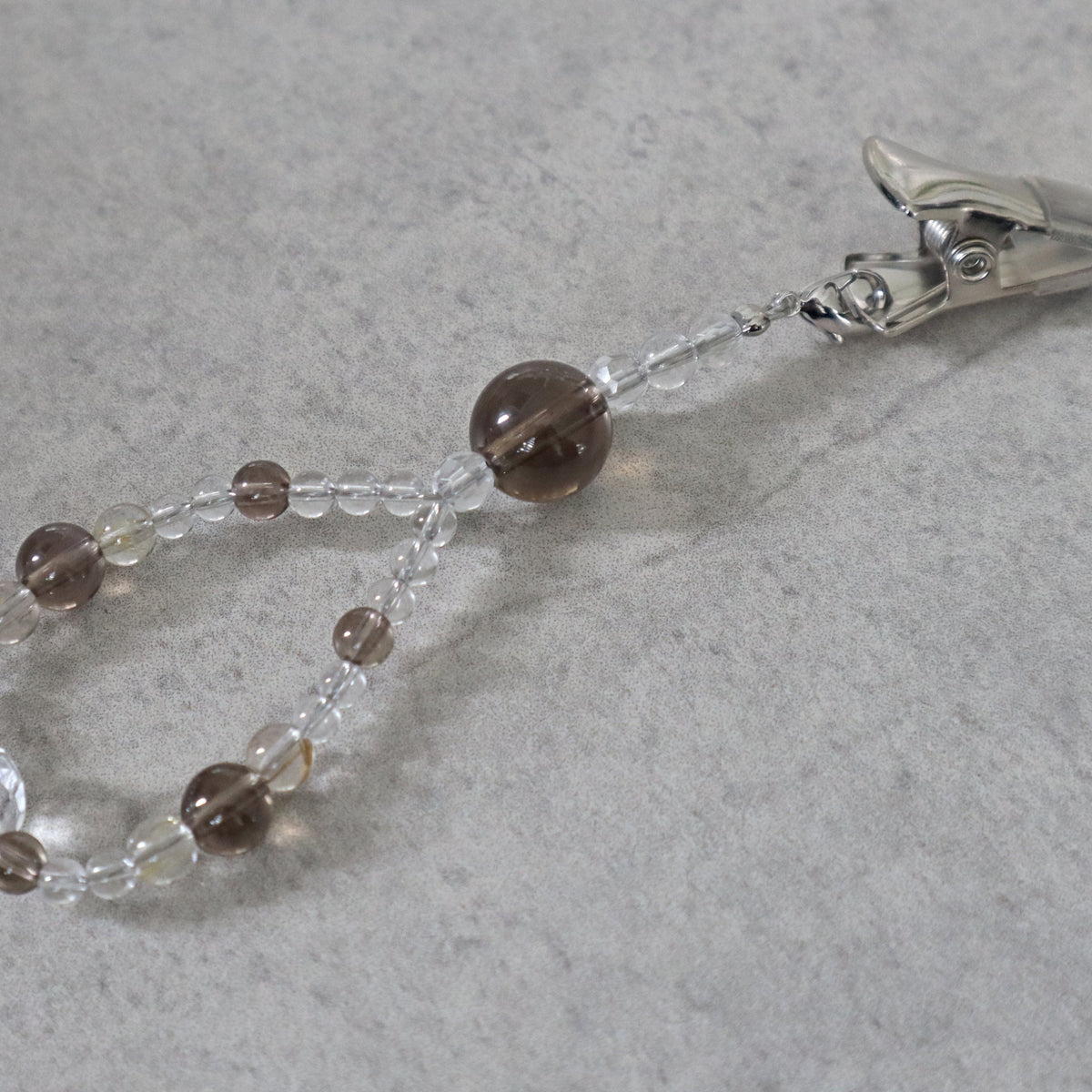Clear and Smoky Quartz Crystal Charm for Car and Phone