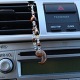 Phone and Car Charm Clear Quartz and Tiger Eye Magatama