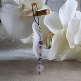 Amethyst and clear quartz owl charm with for car and phone