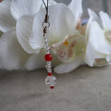 Crystal Dragon Charm for Car and Phone with Red Carnelian or bag charm , keychain