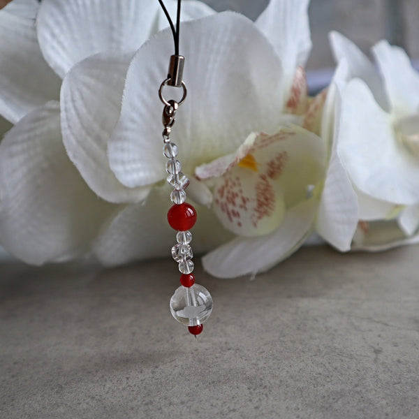 Crystal Dragon Charm for Car and Phone with Red Carnelian or bag charm , keychain