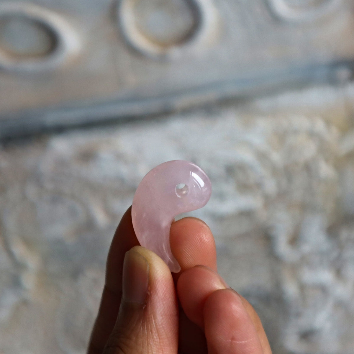 Rose Quartz Magatama Japanese Talisman