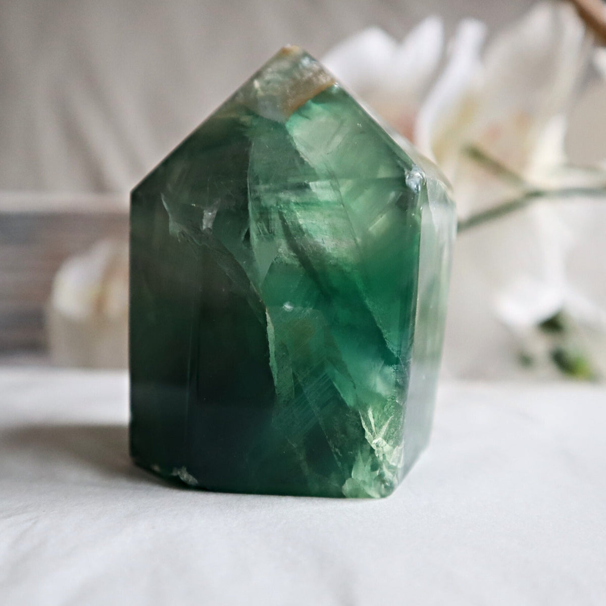 Feather Fluorite Tower Crystal for Focus, Energy Balance & Intuition, FTA