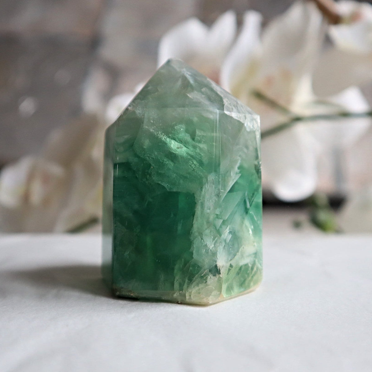 Feather Fluorite Tower Crystal for Focus, Energy Balance & Intuition, FTA