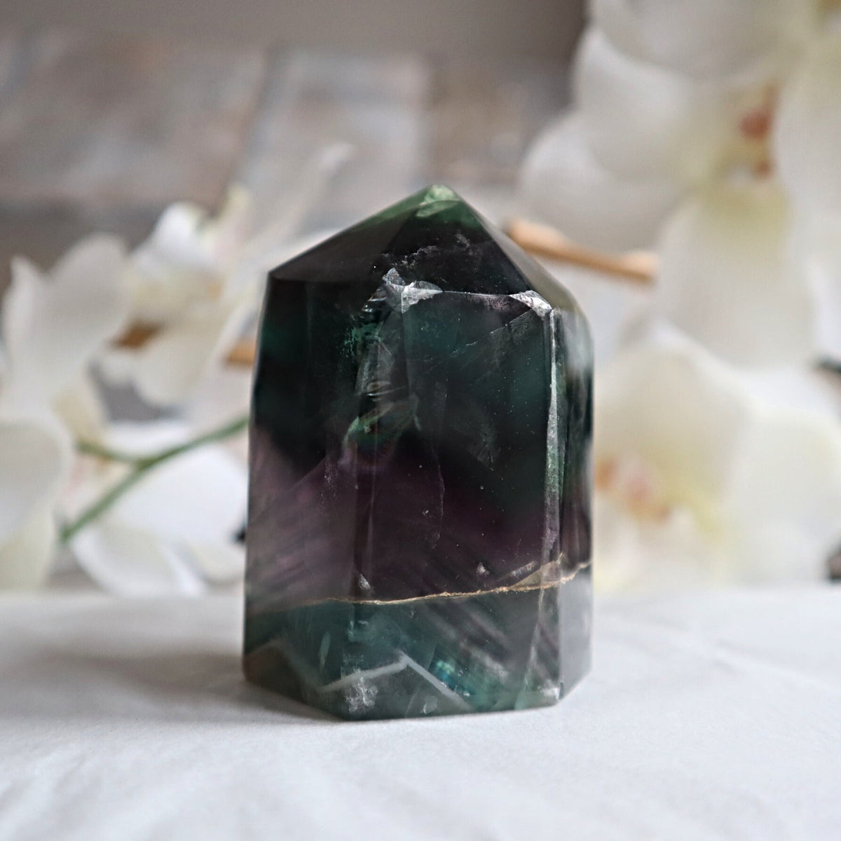 Feather Fluorite Tower Crystal for Focus, Energy Balance & Intuition, FTA