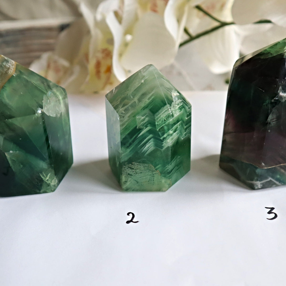 Feather Fluorite Tower Crystal for Focus, Energy Balance & Intuition, FTA