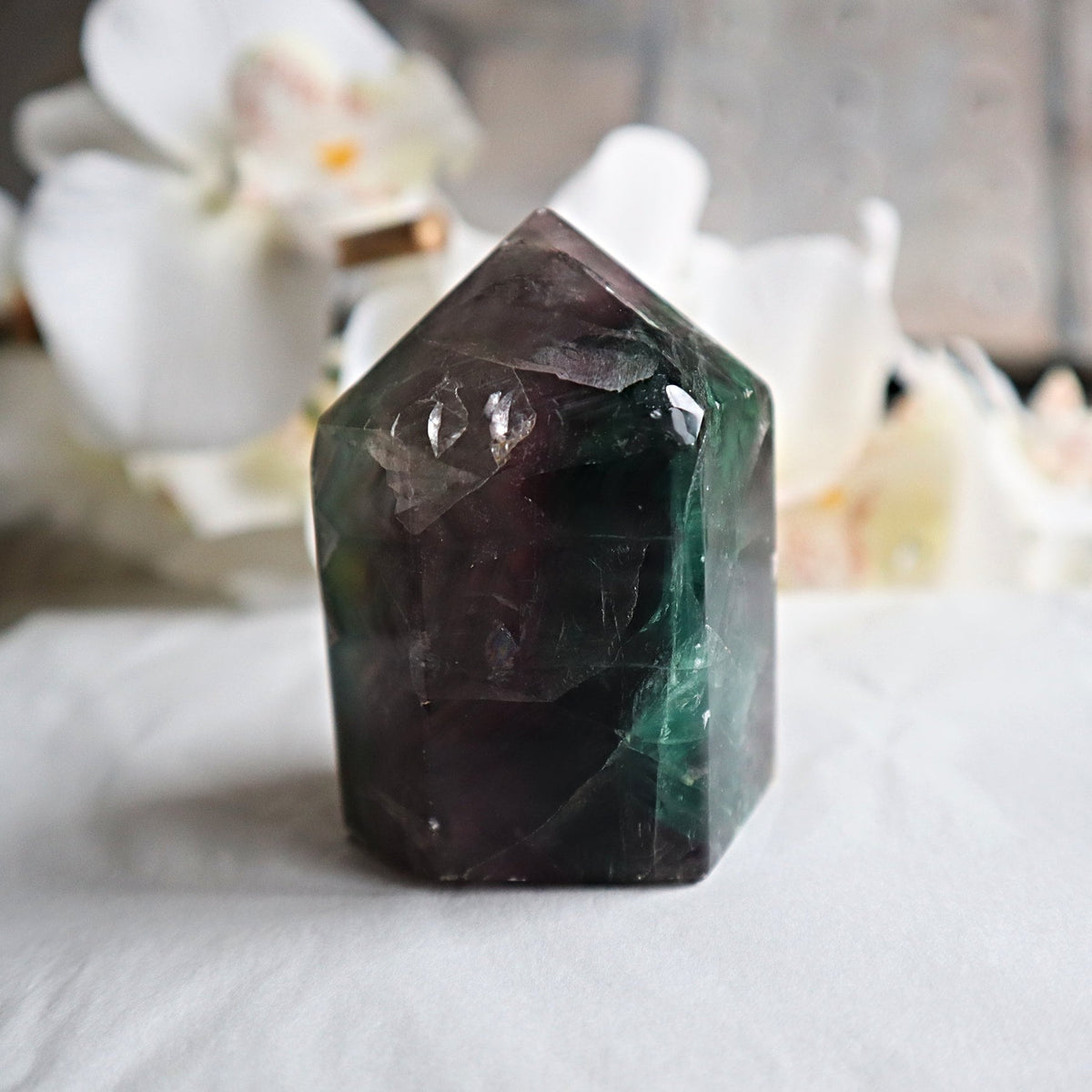 Feather Fluorite Tower: Rare Inclusion Crystal for Focus & Clarity