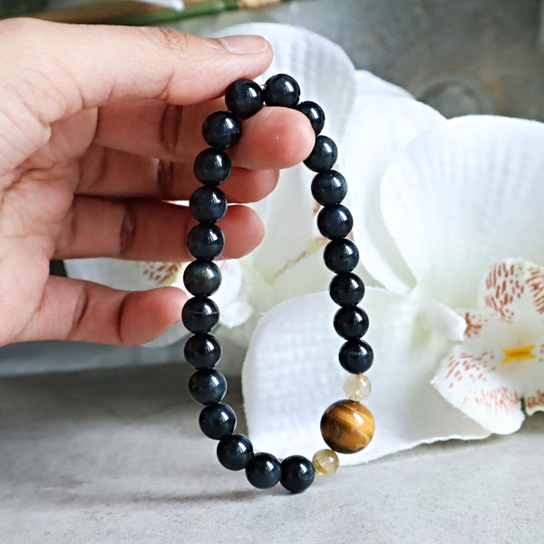 Tiger Eye and Clear Quartz Bracelet