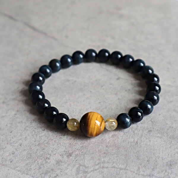 Tiger Eye and Clear Quartz Bracelet