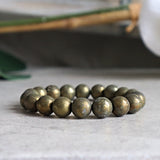 Natural Pyrite Bead Bracelet, Authentic Iron Pyrite, Success Wealth Stone