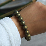 Authentic 8mm natural pyrite bead bracelet