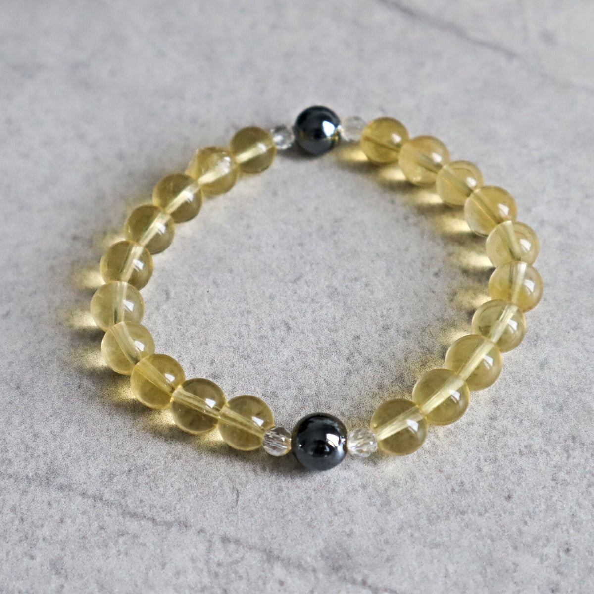 Yellow fluorite hematite bracelet
