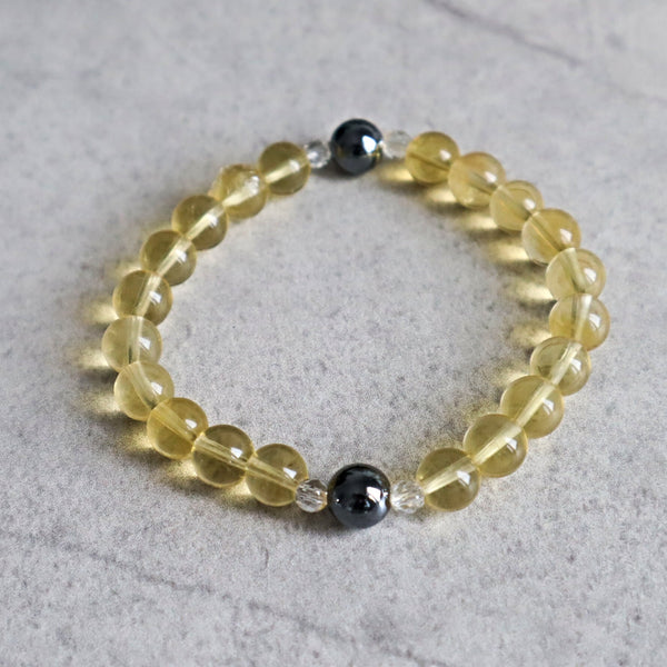 Yellow fluorite hematite bracelet
